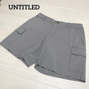 アンタイトル　UNTITLD ゴルフウェア　ショートパンツ　ギンガムチェック　ストレッチ　ロゴ刺繍　ブラック×ホワイト　Mサイズ