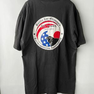 沖縄米軍Tシャツ 沖縄戦60周年記念　ダメージありXL ブラック 