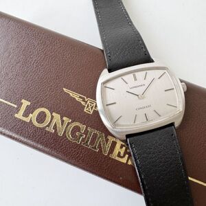 稼動品 ◆ ロンジン コンクエスト LONGINES CONQUEST 手巻き 腕時計 ケース付き メンズ ウォッチ 純正尾錠 シルバー文字盤