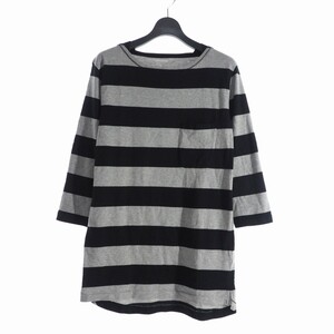 ノンネイティブ nonnative 15SS DWELLER BOAT QS LOOSE-FIT COTTON WIDE BORDER JERSEY ボーダー ポケット Tシャツ 0 グレー NN-C2736 メン