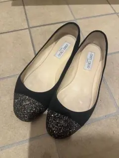 Jimmy Choo フラットシューズ 黒 グリッター　サイズ38