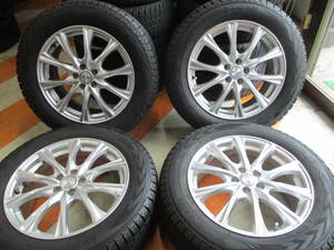 225/60R17 99Q GO75 YOKOHAMA STUDLESS 5H PCD100 アルミホイール付きれいな４本セット