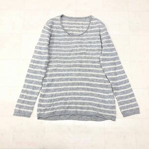 【送料360円】カシミヤ100% UNIQLO ユニクロ ボーダーニットセーター カシミア 女性用 レディース 古着 YE61