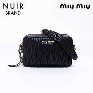 ミュウ ミュウ Miu Miu ショルダーバッグ マテラッセ レザー チェーン ブラック