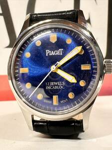 ヴィンテージ ピアジェ PIAGET 青文字盤 手巻き ユニセックス腕時計 ショックプルーフ ムーブメント 17石スイス製seller refurbished 