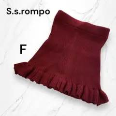 【S.s.rompo】フリルニットミニフレアスカート レッド　韓国ファッション