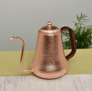 新入荷◆純銅 大容量コーヒーポット制コーヒー器具銅イメージ紫銅ハンマー紋コーヒーポット細口ポットコーヒーポット900ML