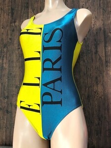 ss_5730y ★定形外 配送★ エルパリス ELLE PARIS 光沢ネイビー×光沢イエロー 昇華プリント ハイカット競泳水着 水泳 練習 つるぴた 9M