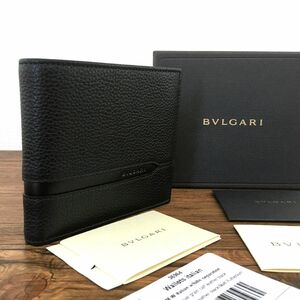 送料込み！ 未使用品 BVLGARI 二つ折り財布 36964 ブラック レザー 箱付き 53