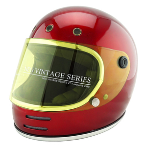 フルフェイスヘルメット キャンディーレッド×イエローシールド Mサイズ:57-58cm対応 VT-9 ステッカー付き VT9