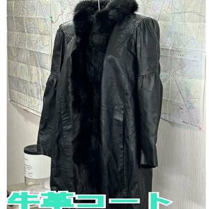 Logan PART-Ⅱ ◆ 牛革 ロングコート レザー 35サイズ BLACK 黒 ◆ レディース コート アウター