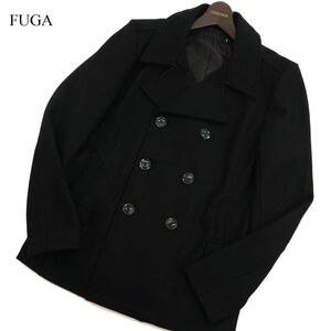 FUGA フーガ 秋冬 メルトンウール★ Pコート Sz.46　メンズ 黒　C3T11024_B#N