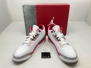 ☆ 美品 箱あり NIKE ナイキ AIR JORDAN3 C ardinal Red エアジョーダン3 カーディナルレッド CT8532-126 スニーカー 29.0 ホワイト 通年