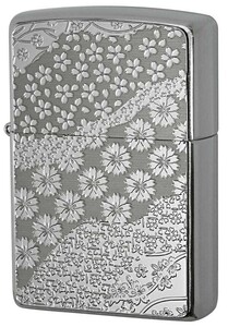 Zippo ジッポライター 桜 さくら ＃200 メタルプレート 両面加工 ニッケルメッキ 2MP-桜 プレゼント 女性 かわいい メール便可