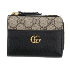 GUCCI （グッチ） GGスプリームxレザー ブラック コンパクトウォレット 財布 小銭入れ/コインケース Black 644406 used:AB [ROR]