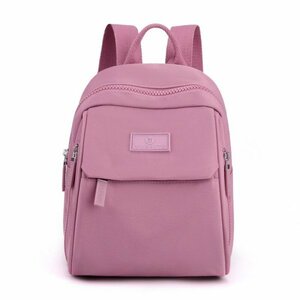 女性用 ナイロン バックパック 防水 複数ポケット トラベル バッグ リュック 【Dark pink】 【25*14*20cm】