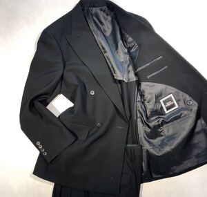 新品 【サイズA3 XS★Kanebo礼服】4Bダブルスーツ 漆黒フォーマル 背抜き ノーベンツ 2タック アジャスター付き ウール100% 冠婚葬祭 喪服