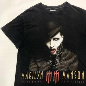 【激レア】marilyn manson マリリンマンソン2003年製バンドTシャツ 半袖カットソー L ゴールデンエイジグロテスク 黒 ロックT 00s バンT