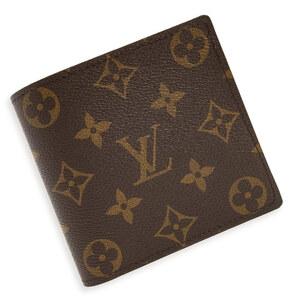 （未使用保管品）ルイ ヴィトン LOUIS VUITTON ポルトフォイユ マルコ 二つ折り財布 モノグラム ブラウン 茶 ゴールド金具 M61675 箱付