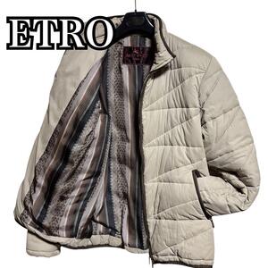 ETRO イタリア製 パデットジャケット 裏地総柄 中綿ジャケット べージュ エトロ ポリエステル 撥水 アウター ブルゾン 暖かい 軽い