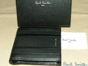 PSC274◎K　新品本物即決　ポールスミス　Paul Smith　牛革　マルチアップリケS　二つ折り　財布　箱付き　ブラック　黒