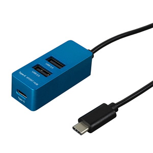 （まとめ買い）ナカバヤシ コンパクトな縦挿し Type-C USB2.0 3ポートハブ ブルー UH-C2463BL〔3個セット〕