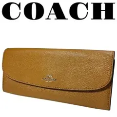 【美品】COACH コーチ　クロスグレンレザー　長財布　ブラウン