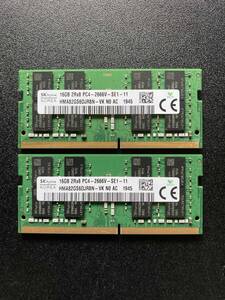 SK hynix ノートPC用　16GB 2Rx8　PC4-2666V-SE1-11 2枚セット（32G）