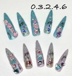 206 ネイルチップ　0.3.2.4.6 現品販売 y2k 3d 韓国系 ロング系　個性的　ギャル　nail tip N@min 