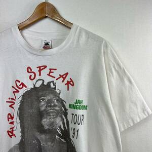 ビンテージ 90s【BURNING SPEAR】バーニングスピア Tシャツ レゲエ ロックT 野村訓市 古着 REGGAE BOB MARLEY Haile Selassie Peter Tosh