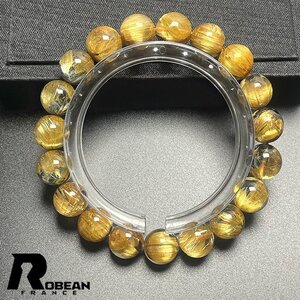 絶賛 EU製 定価90万円★ROBEAN・太陽花タイチンルチル★黄金針水晶 金運 開運 ゴールド ブレスレット パワーストーン 10.4-10.8mm M826571