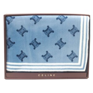 【未使用】CELINE セリーヌ アクリル ニューマイヤー毛布 140×200cm ブルー #18912