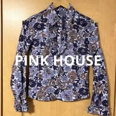 【素敵なデザイン❗️】PINK HOUSE 総柄 フリル 長袖ブラウス