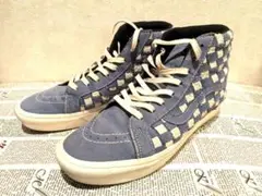 VANS バンズ　チェック柄 ハイカットスニーカー 青白　29cm