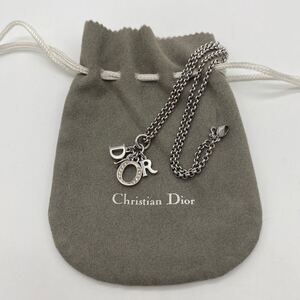 Christian Dior クリスチャン ディオール ネックレス シルバー ロゴ ラインストーン アクセサリー P3694