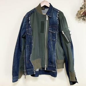 sacai 19SS 名作 Denim Docking Bomber Jacket デニムドッキングジャケット 再構築