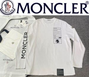 新作★MONCLER 国内正規モンクレール 23AW スウェット 長袖 ロンT コットン クルーネック レタリング ラバープリント ロゴ 定価85,000円 L