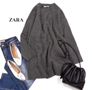 ザラ ZARA 大人可愛い☆ふっくら ウールブレンド ニット チュニック プルオーバー M