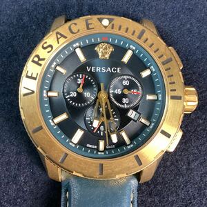 d7437 VERSACE 腕時計 メデューサ VERG 101804890602 ゴールド 金色 ヴェルサーチ ステンレス クリスタルガラス スイス製 不動品 中古