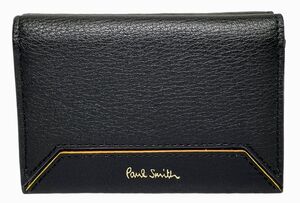 未使用 ポールスミス ミニ財布 レディース ブラック 黒 コンパクト 三つ折り 本革 コントラスト Paul Smith　【中古】