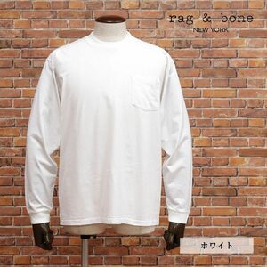 rag＆bone/Mサイズ/無地カットソー M294T72YU ジャージー伸縮 胸ポケット 定番 万能 日本製 長袖 新品/白/ホワイト/jc160/