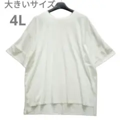 新品未使用 大きいサイズ レディース 白 Tシャツ 4L 袖口折返し