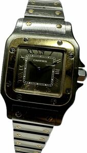 1円〜 Y 希少 グレーダイヤル Cartier カルティエ サントスガルべ 金製YGベゼル レディース YGコンビ アンティーク ジャンク 時計423477933