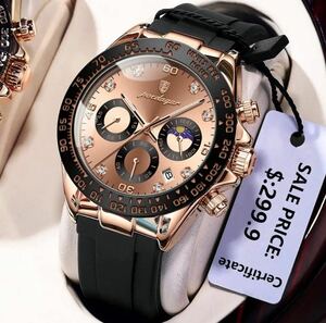 大谷翔平の日記念セール　メンズ腕時計　デイトナオマージュ　クロノグラフ　　シリコンベルト　　防水腕時計　ジルコニア1384ラバーベルト