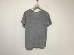 本物ハリウッドランチマーケットHRMコットンVネック半袖Tシャツメンズアメカジサーフミリタリービジネススーツグレー4日本製XL