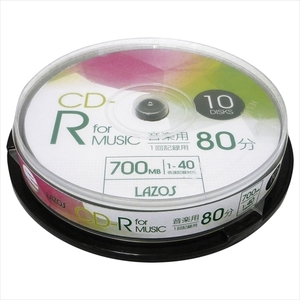 400枚セット(10枚X40個) Lazos 音楽用CD-R L-MCD10PX40 /l