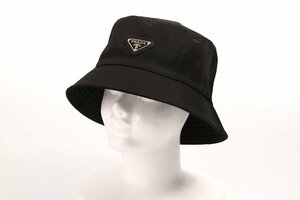 プラダ バケットハット 帽子 ブラック ナイロン トライアングルプレート サイズM約57.5cm PRADA NYLON HAT 中古品 USED 美品 Aランク /6788