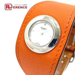 美品 HERMES エルメス FG2.110 フォーブル マンシェット クオーツ 腕時計 SS/革ベルト シルバー