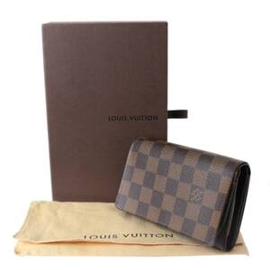 LOUIS VUITTON/ルイヴィトン ポルトフォイユ トレゾール 二つ折り財布 ダミエ エベヌ N61736 CA0036 ES Bランク