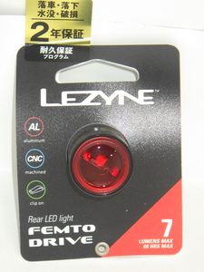 マジ人気【テールランプ ブラック】レザイン LEZYNE FEMTO DRIVE REAR